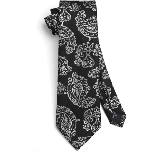 HISDERN Extra Long Ties for Men Classic Floral Tie and Pocket Square Elegant Silk Necktie Handkerchief Set Wedding Party
