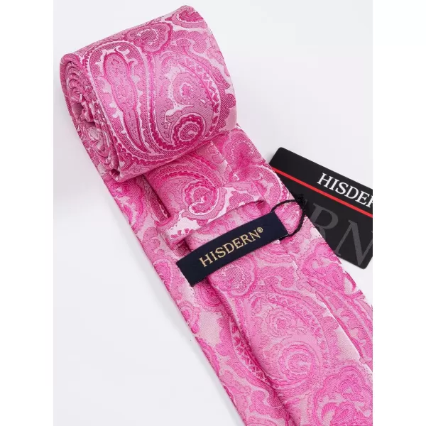 HISDERN Extra Long Ties for Men Classic Floral Tie and Pocket Square Elegant Silk Necktie Handkerchief Set Wedding Party