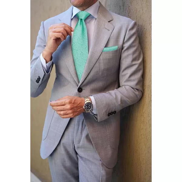 HISDERN Extra Long Ties for Men Classic Floral Tie and Pocket Square Elegant Silk Necktie Handkerchief Set Wedding Party