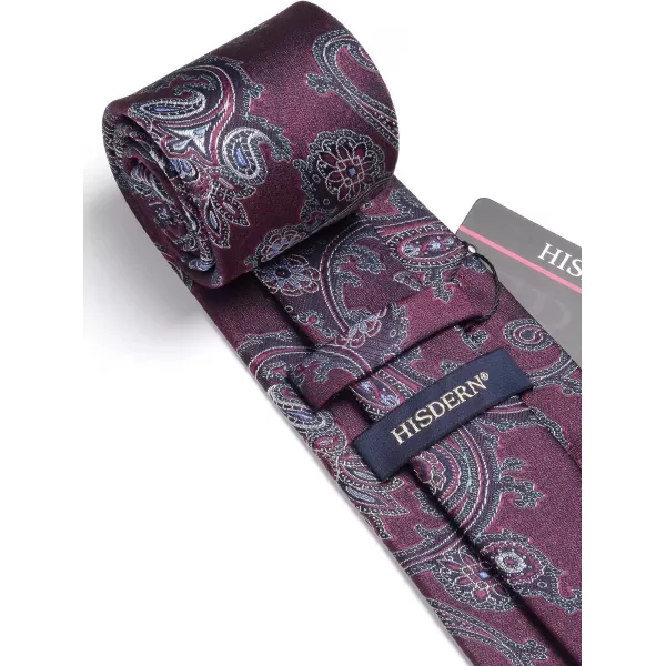 HISDERN Extra Long Ties for Men Classic Floral Tie and Pocket Square Elegant Silk Necktie Handkerchief Set Wedding Party