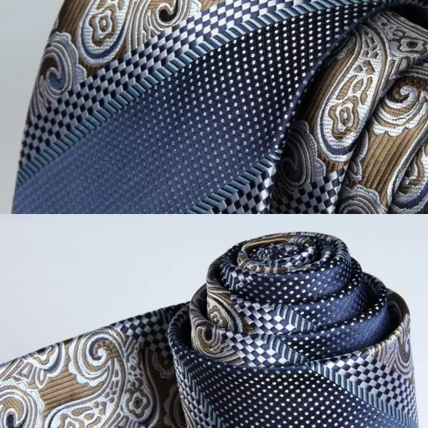 HISDERN Extra Long Ties for Men Classic Floral Tie and Pocket Square Elegant Silk Necktie Handkerchief Set Wedding Party