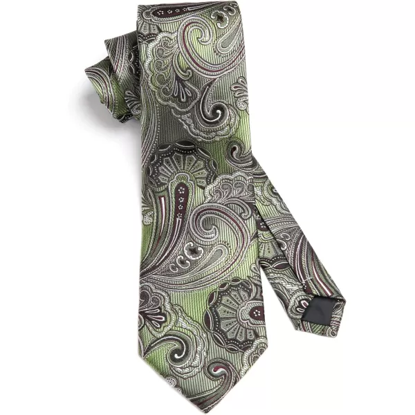 HISDERN Extra Long Ties for Men Classic Floral Tie and Pocket Square Elegant Silk Necktie Handkerchief Set Wedding Party