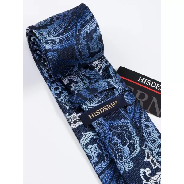 HISDERN Extra Long Ties for Men Classic Floral Tie and Pocket Square Elegant Silk Necktie Handkerchief Set Wedding Party