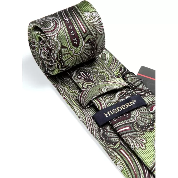 HISDERN Extra Long Ties for Men Classic Floral Tie and Pocket Square Elegant Silk Necktie Handkerchief Set Wedding Party