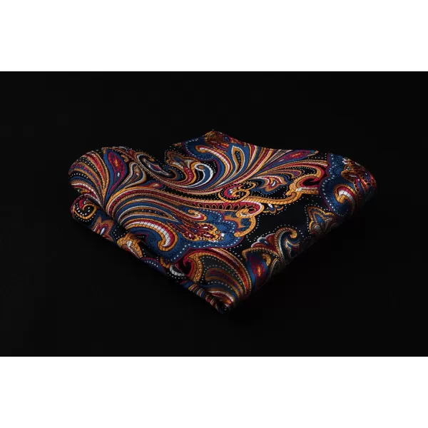 HISDERN Extra Long Ties for Men Classic Floral Tie and Pocket Square Elegant Silk Necktie Handkerchief Set Wedding Party