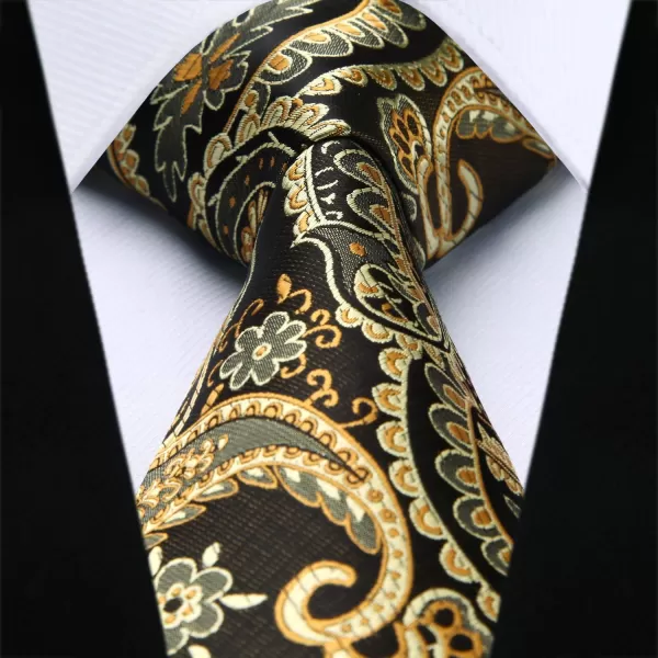 HISDERN Extra Long Ties for Men Classic Floral Tie and Pocket Square Elegant Silk Necktie Handkerchief Set Wedding Party