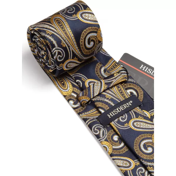 HISDERN Extra Long Ties for Men Classic Floral Tie and Pocket Square Elegant Silk Necktie Handkerchief Set Wedding Party