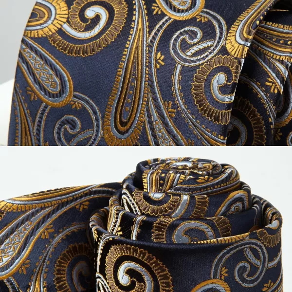 HISDERN Extra Long Ties for Men Classic Floral Tie and Pocket Square Elegant Silk Necktie Handkerchief Set Wedding Party