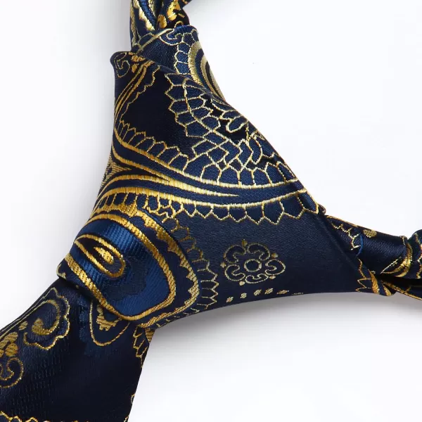 HISDERN Extra Long Ties for Men Classic Floral Tie and Pocket Square Elegant Silk Necktie Handkerchief Set Wedding Party