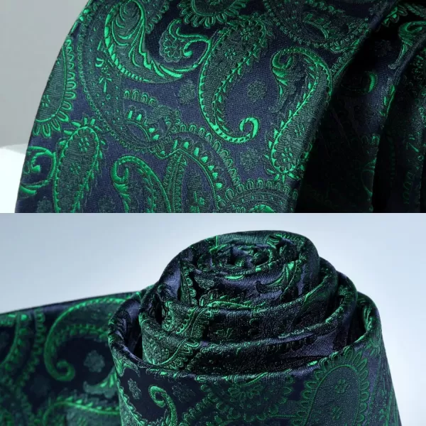 HISDERN Extra Long Ties for Men Classic Floral Tie and Pocket Square Elegant Silk Necktie Handkerchief Set Wedding Party