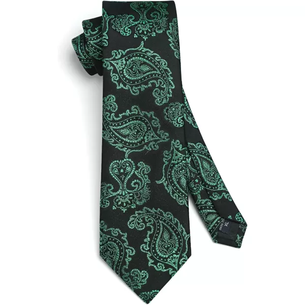 HISDERN Extra Long Ties for Men Classic Floral Tie and Pocket Square Elegant Silk Necktie Handkerchief Set Wedding Party