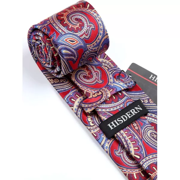 HISDERN Extra Long Ties for Men Classic Floral Tie and Pocket Square Elegant Silk Necktie Handkerchief Set Wedding Party