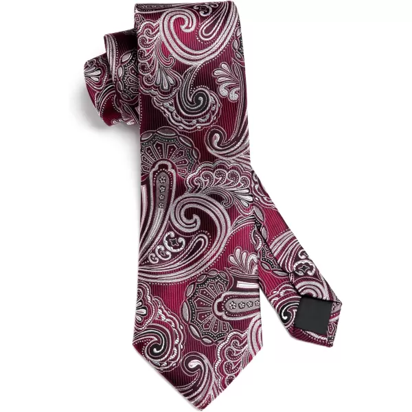 HISDERN Extra Long Ties for Men Classic Floral Tie and Pocket Square Elegant Silk Necktie Handkerchief Set Wedding Party