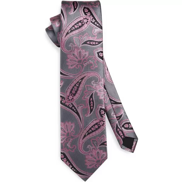 HISDERN Extra Long Ties for Men Classic Floral Tie and Pocket Square Elegant Silk Necktie Handkerchief Set Wedding Party