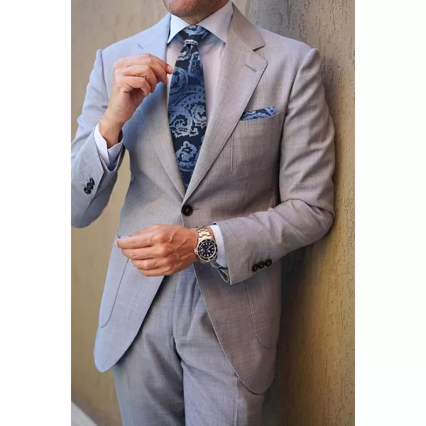 HISDERN Extra Long Ties for Men Classic Floral Tie and Pocket Square Elegant Silk Necktie Handkerchief Set Wedding Party