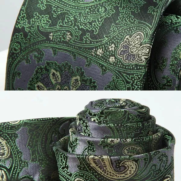 HISDERN Extra Long Ties for Men Classic Floral Tie and Pocket Square Elegant Silk Necktie Handkerchief Set Wedding Party