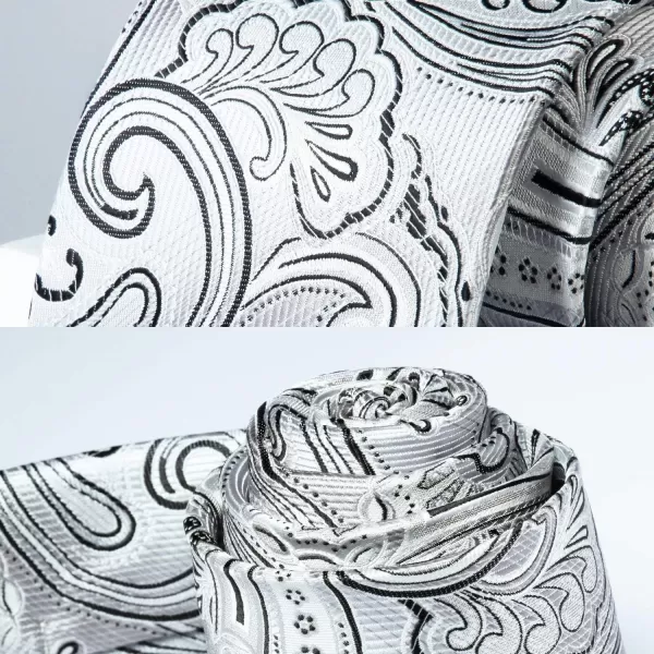 HISDERN Extra Long Ties for Men Classic Floral Tie and Pocket Square Elegant Silk Necktie Handkerchief Set Wedding Party