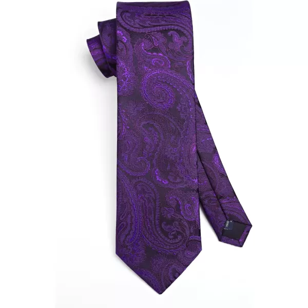HISDERN Extra Long Ties for Men Classic Floral Tie and Pocket Square Elegant Silk Necktie Handkerchief Set Wedding Party