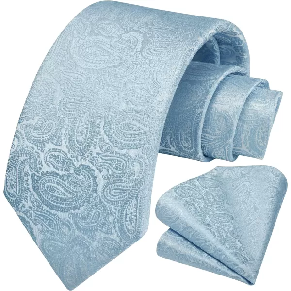 HISDERN Extra Long Ties for Men Classic Floral Tie and Pocket Square Elegant Silk Necktie Handkerchief Set Wedding Party