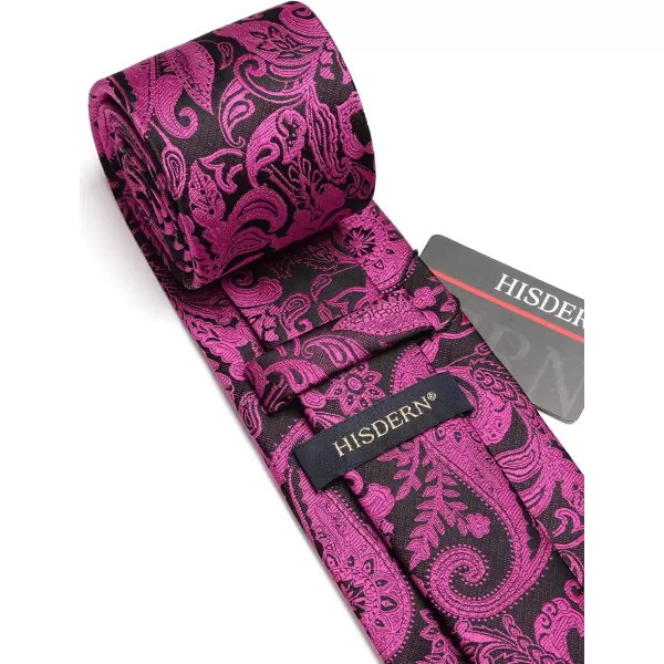HISDERN Extra Long Ties for Men Classic Floral Tie and Pocket Square Elegant Silk Necktie Handkerchief Set Wedding Party