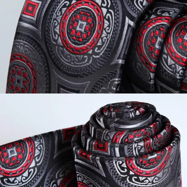 HISDERN Extra Long Ties for Men Classic Floral Tie and Pocket Square Elegant Silk Necktie Handkerchief Set Wedding Party