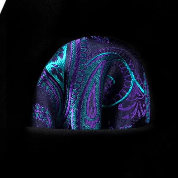 HISDERN Extra Long Ties for Men Classic Floral Tie and Pocket Square Elegant Silk Necktie Handkerchief Set Wedding Party