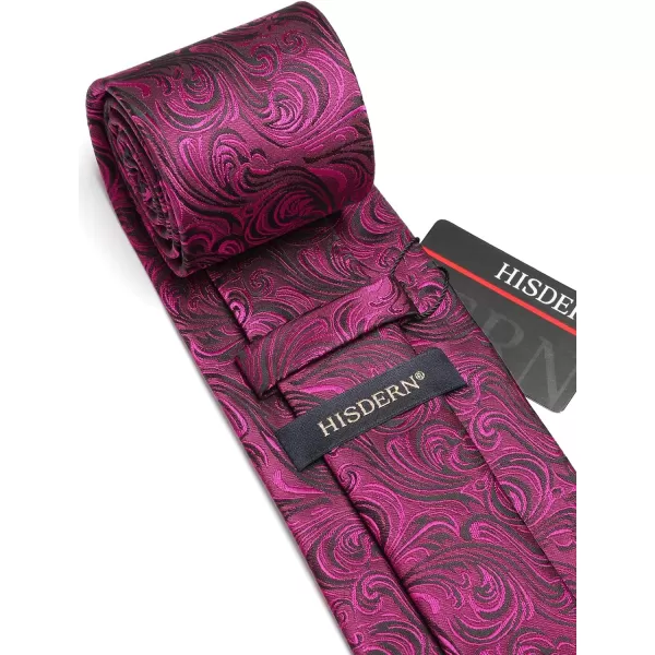 HISDERN Extra Long Ties for Men Classic Floral Tie and Pocket Square Elegant Silk Necktie Handkerchief Set Wedding Party