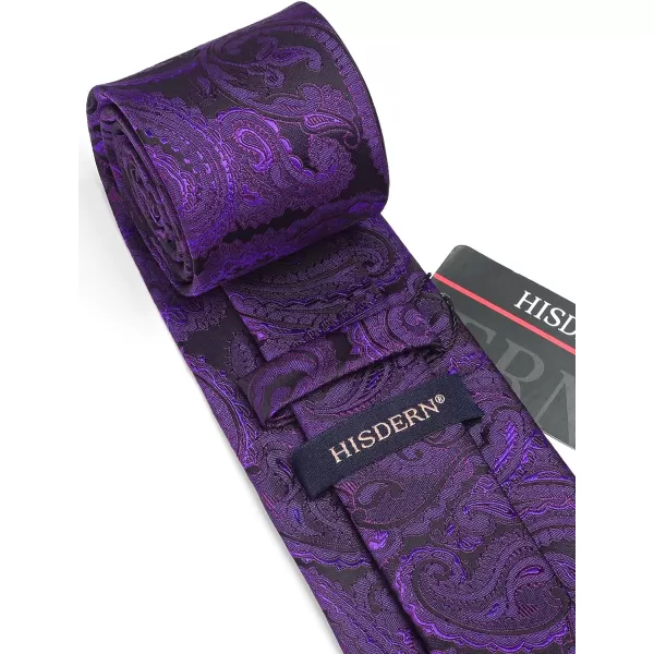 HISDERN Extra Long Ties for Men Classic Floral Tie and Pocket Square Elegant Silk Necktie Handkerchief Set Wedding Party