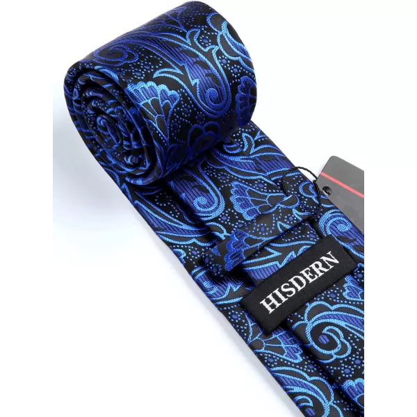 HISDERN Extra Long Ties for Men Classic Floral Tie and Pocket Square Elegant Silk Necktie Handkerchief Set Wedding Party