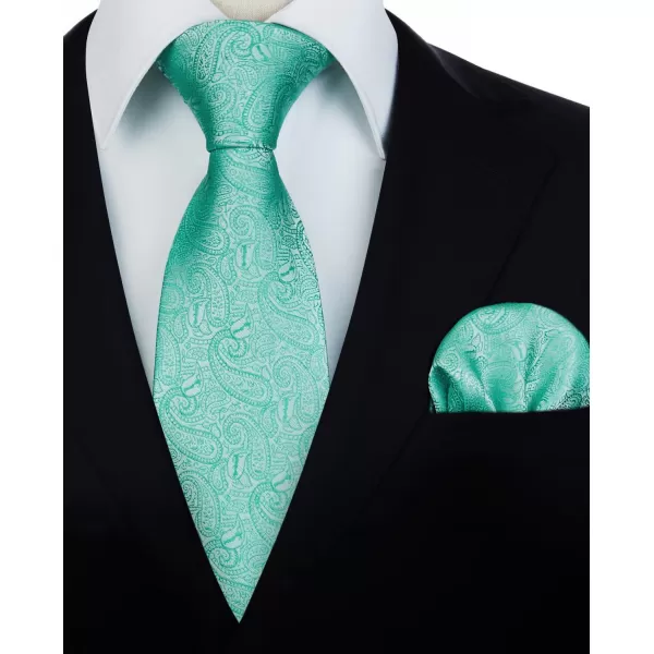 HISDERN Extra Long Ties for Men Classic Floral Tie and Pocket Square Elegant Silk Necktie Handkerchief Set Wedding Party