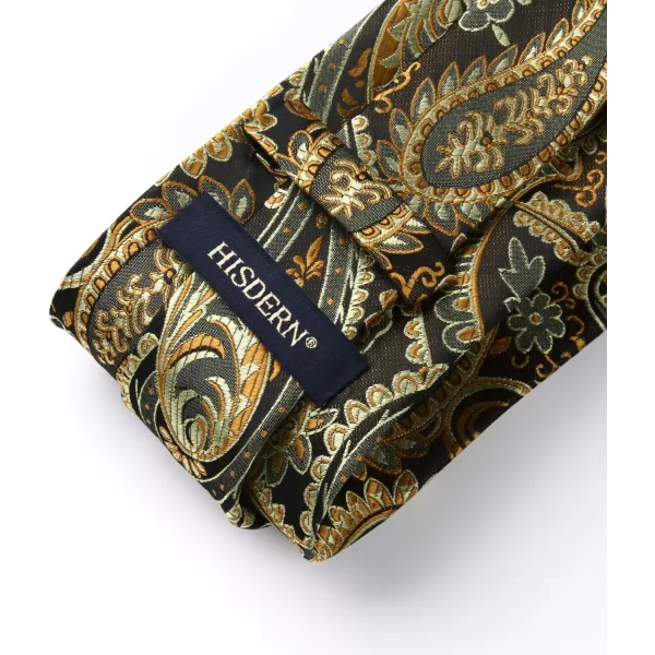 HISDERN Extra Long Ties for Men Classic Floral Tie and Pocket Square Elegant Silk Necktie Handkerchief Set Wedding Party