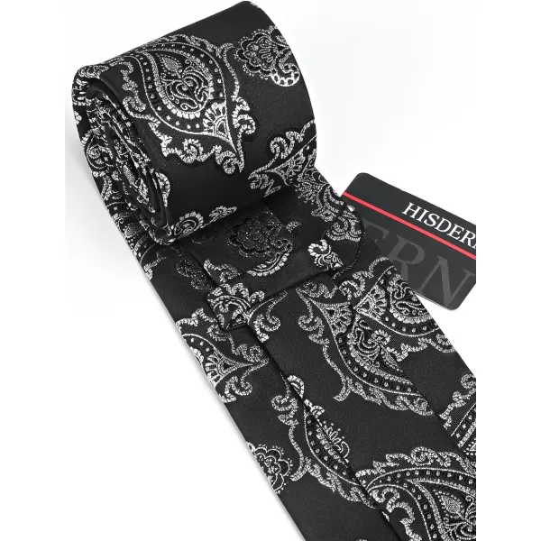 HISDERN Extra Long Ties for Men Classic Floral Tie and Pocket Square Elegant Silk Necktie Handkerchief Set Wedding Party