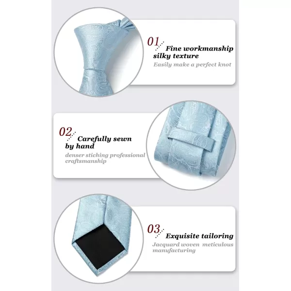 HISDERN Extra Long Ties for Men Classic Floral Tie and Pocket Square Elegant Silk Necktie Handkerchief Set Wedding Party