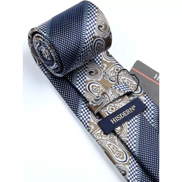 HISDERN Extra Long Ties for Men Classic Floral Tie and Pocket Square Elegant Silk Necktie Handkerchief Set Wedding Party