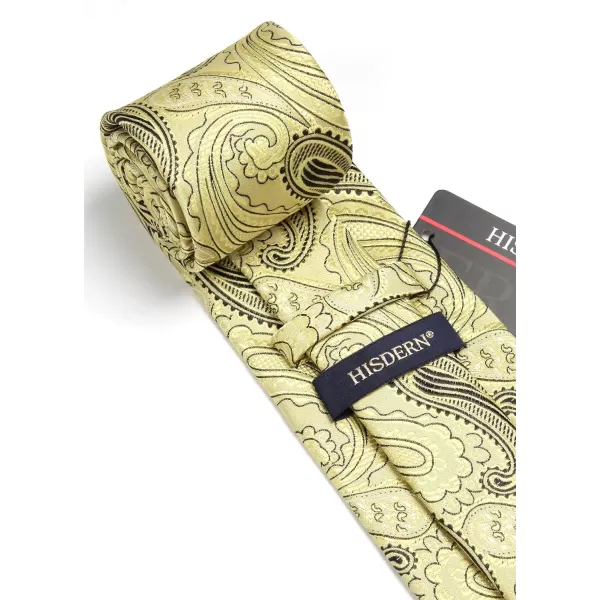 HISDERN Extra Long Ties for Men Classic Floral Tie and Pocket Square Elegant Silk Necktie Handkerchief Set Wedding Party
