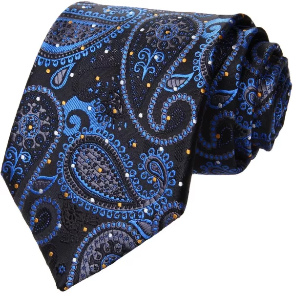 HISDERN Extra Long Ties for Men Classic Floral Tie and Pocket Square Elegant Silk Necktie Handkerchief Set Wedding Party