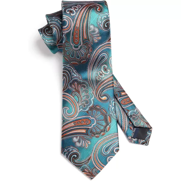 HISDERN Extra Long Ties for Men Classic Floral Tie and Pocket Square Elegant Silk Necktie Handkerchief Set Wedding Party