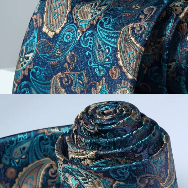 HISDERN Extra Long Ties for Men Classic Floral Tie and Pocket Square Elegant Silk Necktie Handkerchief Set Wedding Party