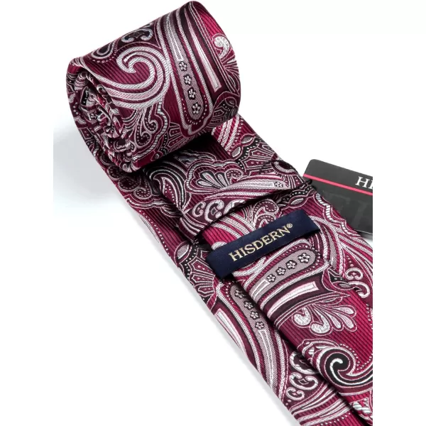 HISDERN Extra Long Ties for Men Classic Floral Tie and Pocket Square Elegant Silk Necktie Handkerchief Set Wedding Party