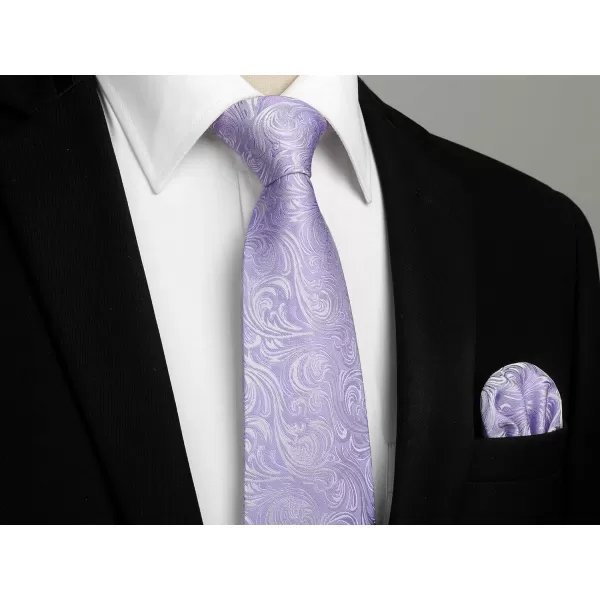 HISDERN Extra Long Ties for Men Classic Floral Tie and Pocket Square Elegant Silk Necktie Handkerchief Set Wedding Party