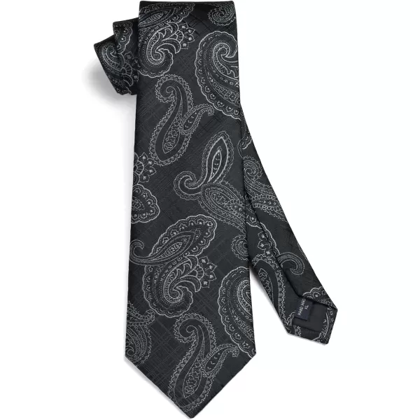HISDERN Extra Long Ties for Men Classic Floral Tie and Pocket Square Elegant Silk Necktie Handkerchief Set Wedding Party