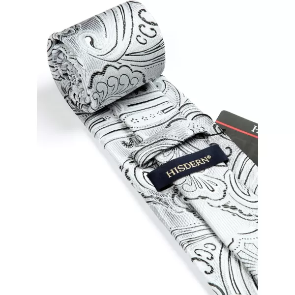 HISDERN Extra Long Ties for Men Classic Floral Tie and Pocket Square Elegant Silk Necktie Handkerchief Set Wedding Party