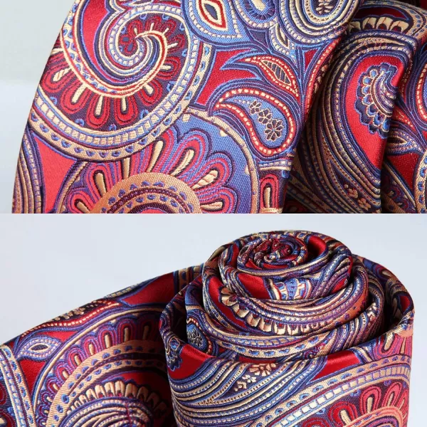 HISDERN Extra Long Ties for Men Classic Floral Tie and Pocket Square Elegant Silk Necktie Handkerchief Set Wedding Party