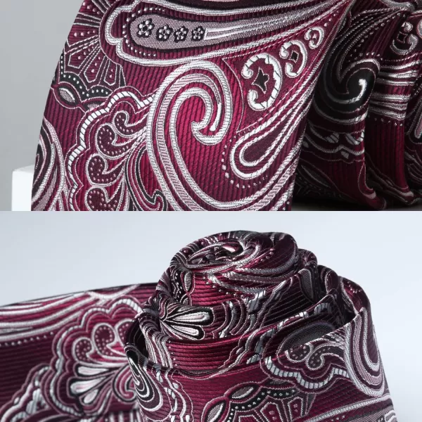 HISDERN Extra Long Ties for Men Classic Floral Tie and Pocket Square Elegant Silk Necktie Handkerchief Set Wedding Party