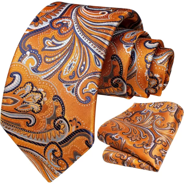 HISDERN Extra Long Ties for Men Classic Floral Tie and Pocket Square Elegant Silk Necktie Handkerchief Set Wedding Party