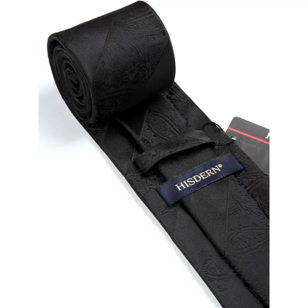 HISDERN Extra Long Ties for Men Classic Floral Tie and Pocket Square Elegant Silk Necktie Handkerchief Set Wedding Party