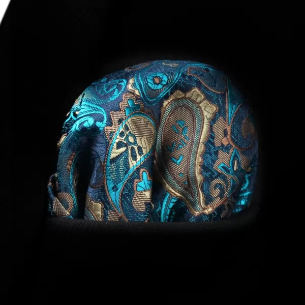 HISDERN Extra Long Ties for Men Classic Floral Tie and Pocket Square Elegant Silk Necktie Handkerchief Set Wedding Party