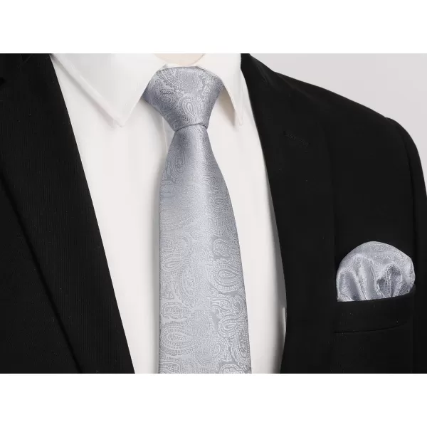HISDERN Extra Long Ties for Men Classic Floral Tie and Pocket Square Elegant Silk Necktie Handkerchief Set Wedding Party