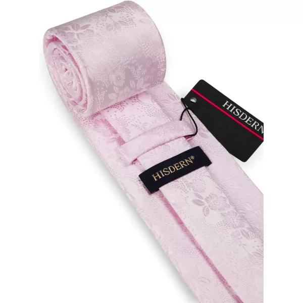 HISDERN Men Floral Ties Woven Classic 3.4" Necktie Set Formal tie Pocket Square for Wedding with Handkerchief Gift Box