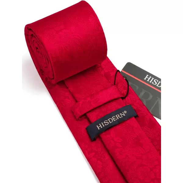 HISDERN Men Floral Ties Woven Classic 3.4" Necktie Set Formal tie Pocket Square for Wedding with Handkerchief Gift Box